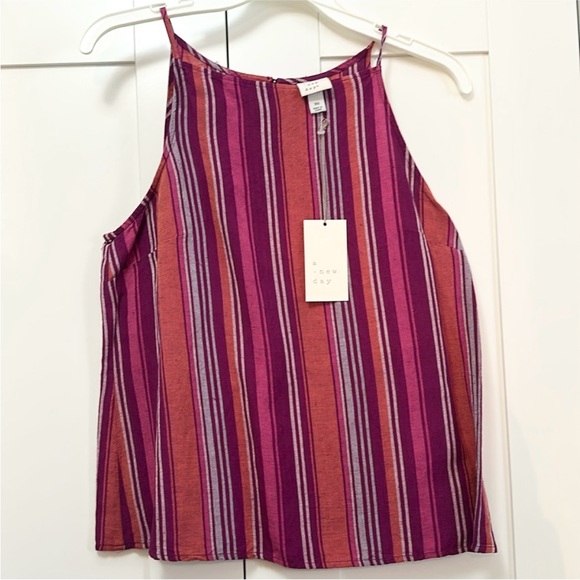Red, Purple & Maroon Striped Top Camisole Tank Top Sz XS NEW! - Picture 1 of 3